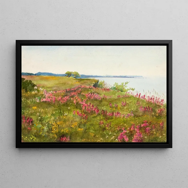 Summer Landscape Painting - Lilly Walther — framed artwork on a wall