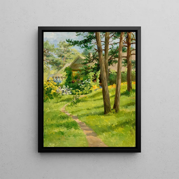 Summer Landscape Painting - Lilly Walther — framed artwork on a wall