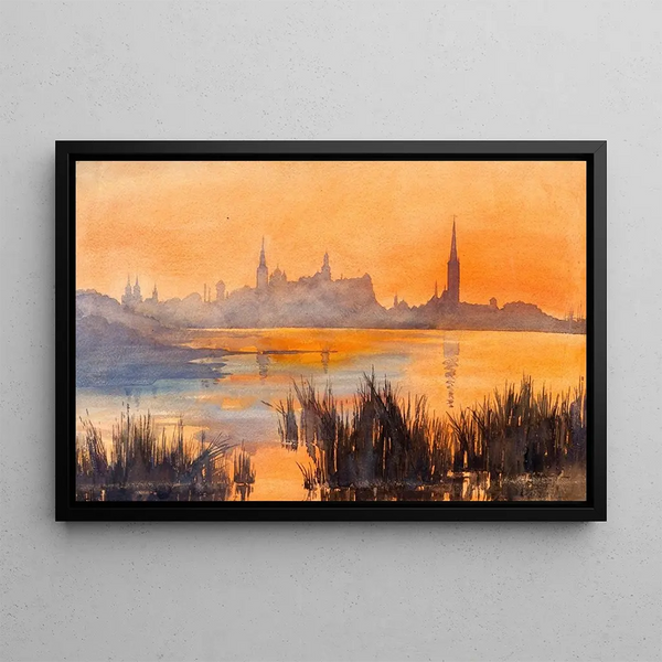 View of Tallinn - Lilly Walther — framed artwork on a wall