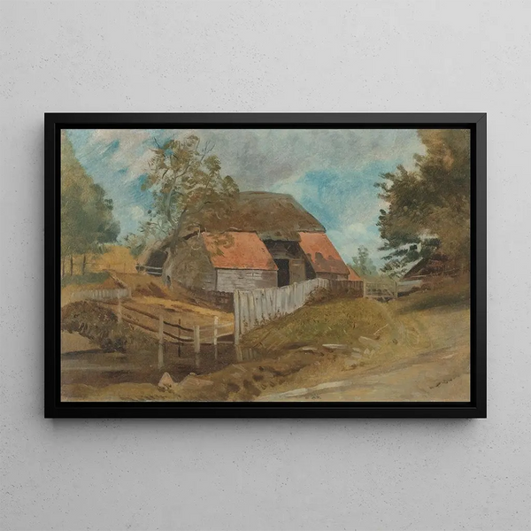 Old barn - Lionel Constable — framed artwork on a wall