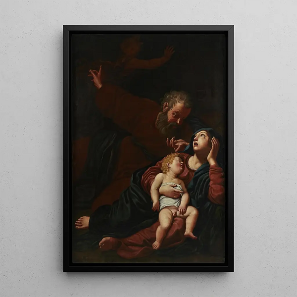 Repos pendant la fuite en Égypte - Lionello Spada — framed artwork on a wall