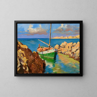 The Return of the Fishing Boat - Llewelyn Lloyd — framed artwork on a wall