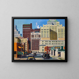 Rue South Akard - Lloyd Sargent — framed artwork on a wall