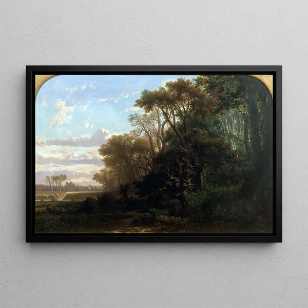 Landscape with woods - Lluís Rigalt — framed artwork on a wall