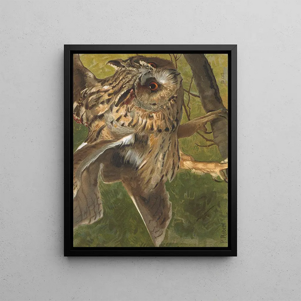 Owl Painting - Léon-Paul Robert — framed artwork on a wall