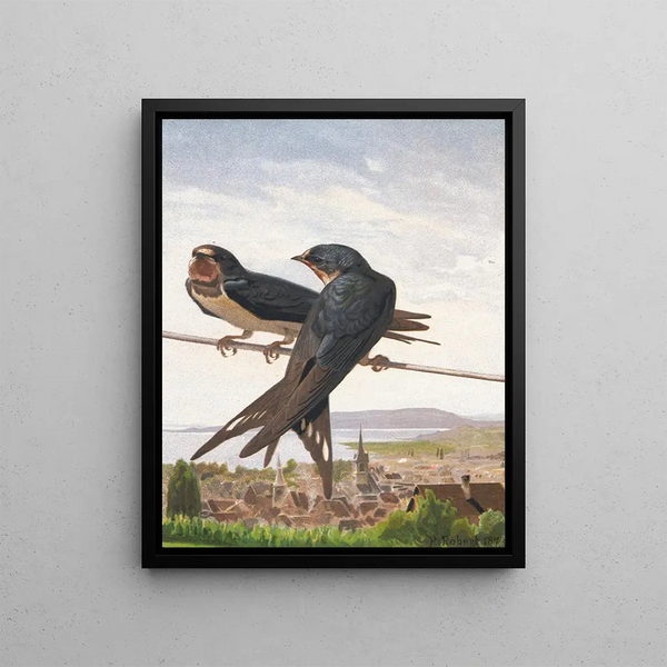 Chimney Swallow Painting - Léon-Paul Robert — framed artwork on a wall