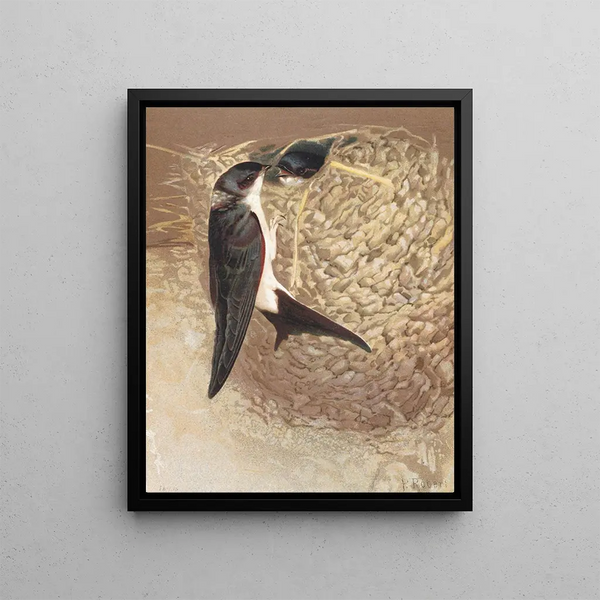 Window Swallow Painting - Léon-Paul Robert — framed artwork on a wall