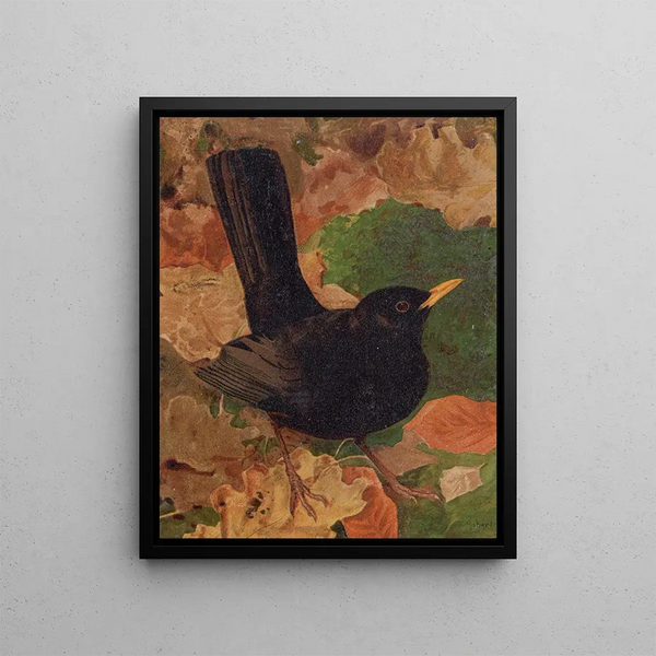 Blackbird Painting - Léon-Paul Robert — framed artwork on a wall