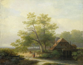 A watermill in a wooded landscape - Lodewijk Hendrik Arends — artwork view