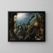 Mountain landscape painting with a turbulent river, classical ruins, and shepherds - Lodewijk Toeput — framed artwork on a wall