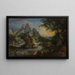 Fishermen Pulling in the Catch in a Vast Landscape, a Village in the Distance - Lodewijk Toeput — framed artwork on a wall