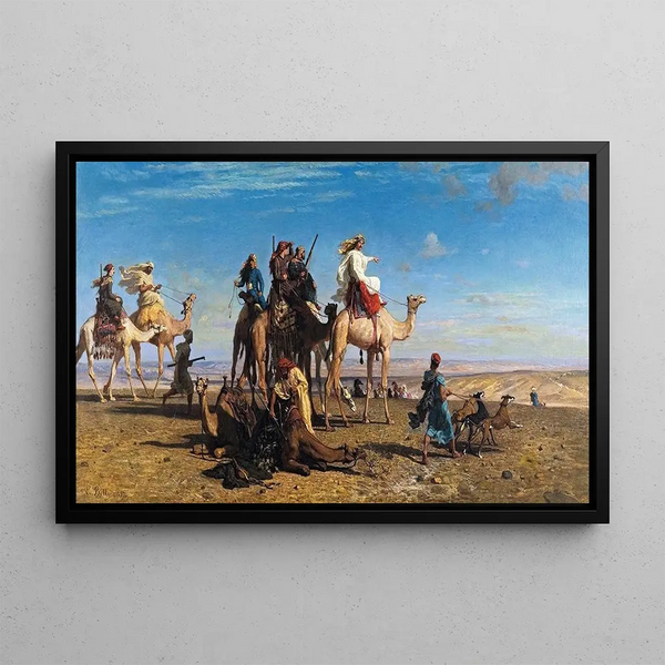 Hunting gazelle in Egypt - Léon Adolphe Auguste Belly — framed artwork on a wall