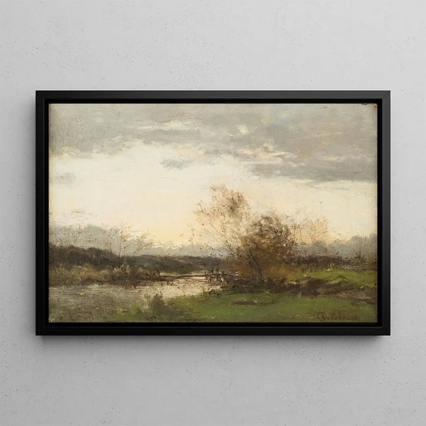 Dawn on the River - Léon Germain Pelouse — framed artwork on a wall