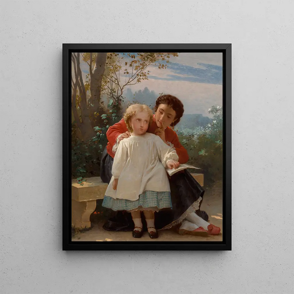 Une leçon de lecture - Léon Jean-Basile Perrault — framed artwork on a wall