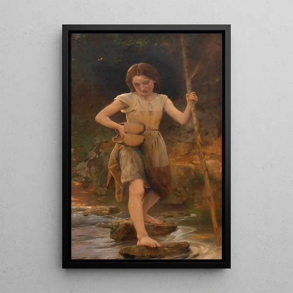 Crossing a Stream - Léon Jean-Basile Perrault — framed artwork on a wall