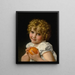 Little girl with orange - Léon Jean - Basile Perrault — framed artwork on a wall