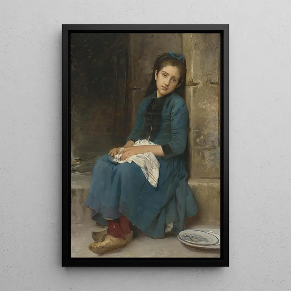 Young contemplative girl innocence - Léon Jean-Basile Perrault — framed artwork on a wall