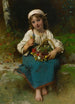 Young girl with a basket of flowers - Léon Jean-Basile Perrault — artwork view