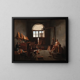 L'atelier de Jacques-Louis David - Léon Mathieu Cochereau — framed artwork on a wall