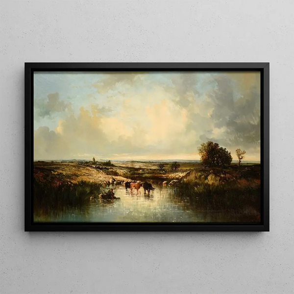 Animal Painting at the washhouse - Léon Victor Dupré — framed artwork on a wall