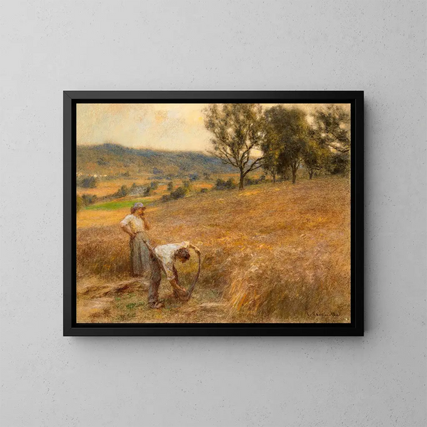 Reapers, two figures - Léon Augustin Lhermitte — framed artwork on a wall