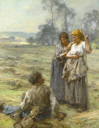 Lon Augustin Lhermitte - Foins fauchers et deux femmes le matin.webp