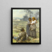 Foins fauchés et deux femmes le matin - Léon Augustin Lhermitte — framed artwork on a wall