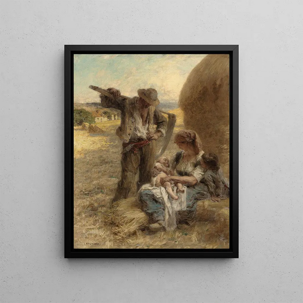 The Family - Léon Augustin Lhermitte — framed artwork on a wall