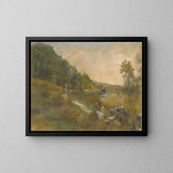Laveuses de la Marne le matin - Léon Augustin Lhermitte — framed artwork on a wall