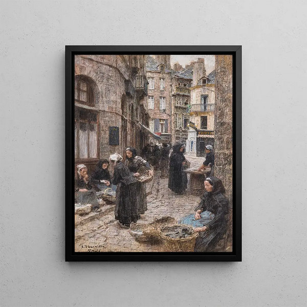 The Fish Market St Malo - Léon Augustin Lhermitte — framed artwork on a wall