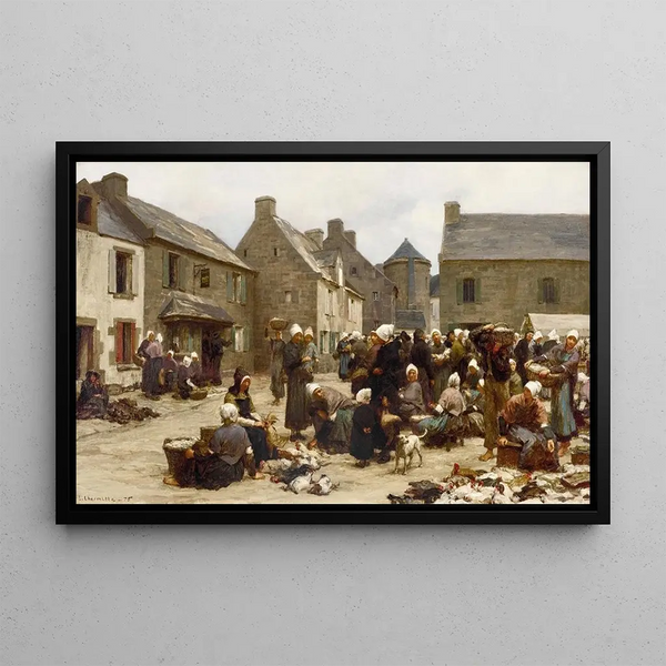 The Market of Ploudalmézeau - Léon Augustin Lhermitte — framed artwork on a wall