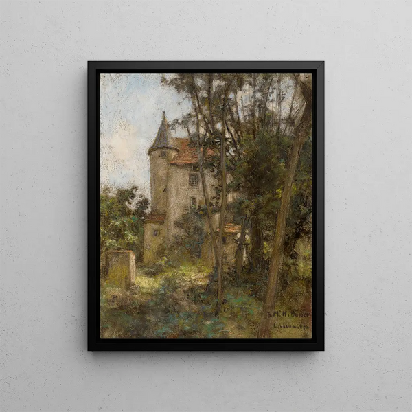 Les abords d'un château gothique - Léon Augustin Lhermitte — framed artwork on a wall