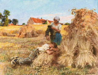 Repos, effet de grand soleil, moissonneur endormi à Mézy - Léon Augustin Lhermitte — artwork view