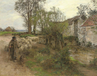 "Sortie du troupeau de la rue Chailly" by Léon Augustin Lhermitte — artwork view