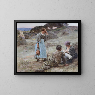 L'heure des bébés - Léon Augustin Lhermitte — framed artwork on a wall