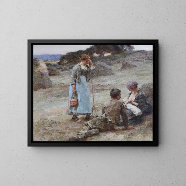 L'heure des bébés - Léon Augustin Lhermitte — framed artwork on a wall