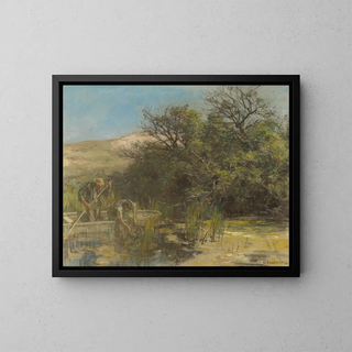 The Frog Catchers - Léon Augustin Lhermitte — framed artwork on a wall