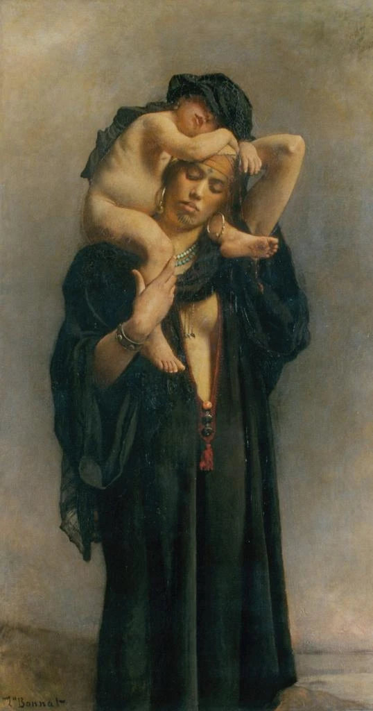 An Egyptian peasant woman and her child - Léon Bonnat