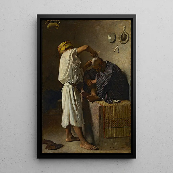 Oriental Hair Salon Painting - Léon Bonnat — framed artwork on a wall