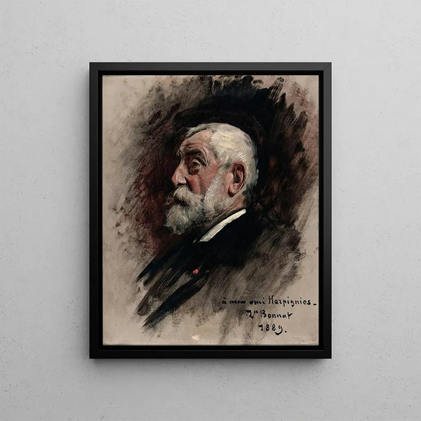 Portrait of Henri Harpignies - Léon Bonnat — framed artwork on a wall