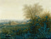 Landscape painting with a farm and a peasant pushing a wheelbarrow - Léon Bonvin — artwork view
