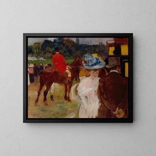 "Aux courses d'Auteuil, les Draggs" by Léon Carré — framed artwork on a wall