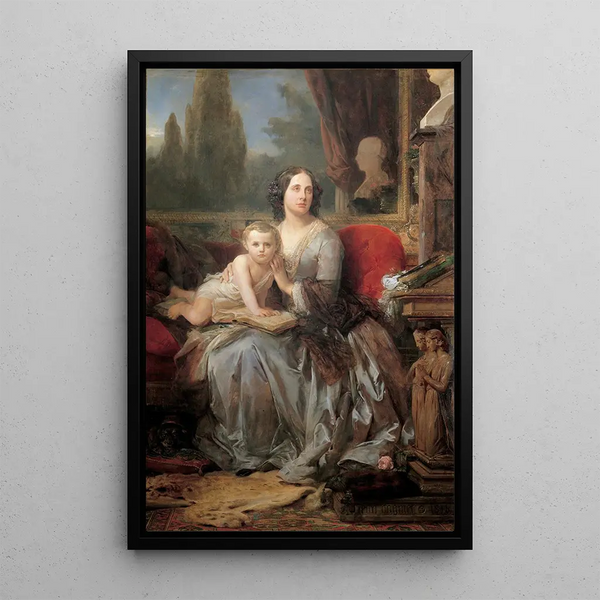 Maria Brignole Sale Duchess of Galliera with her son Filippo - Léon Cogniet — framed artwork on a wall