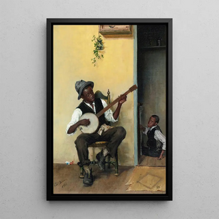 The Banjo Player - Léon Delachaux — framed artwork on a wall