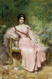 Portrait of Suzanne Hudelo née Armand sitting in a greenhouse - Léon François Comerre — artwork view
