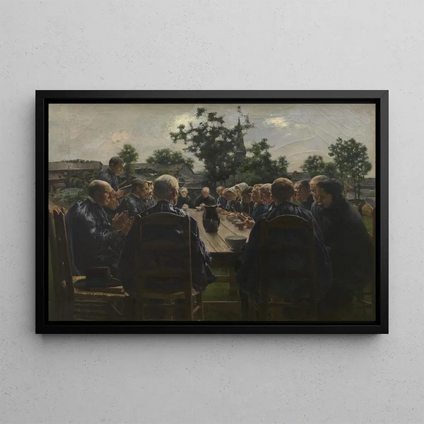 The Funeral Feast - Léon Frédéric — framed artwork on a wall