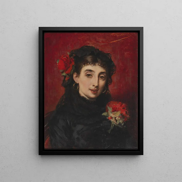 Portrait of a Spanish woman - Léon Herbo — framed artwork on a wall