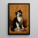 Kitten with Butterfly - Léon Huber — framed artwork on a wall