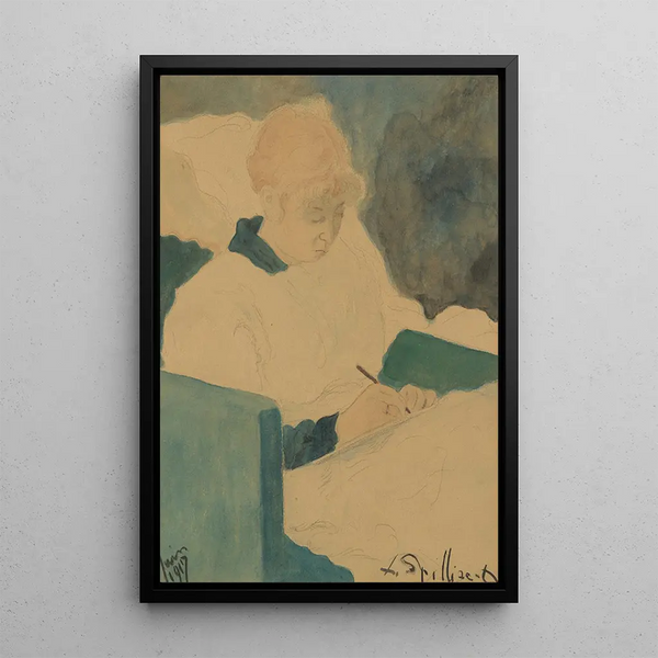 La femme écrivant une lettre - Léon Spilliaert — framed artwork on a wall