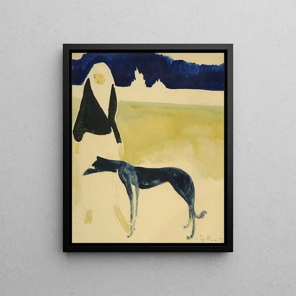 Woman with Greyhound - Léon Spilliaert — framed artwork on a wall